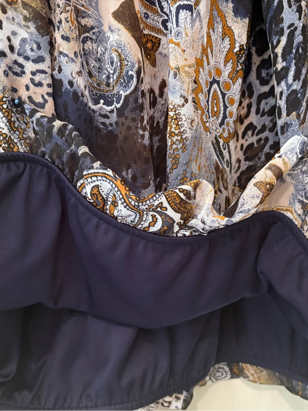 Dress Barn Navy, White and Gold Paisley Sheer Blouse - Picture 6 of 6
